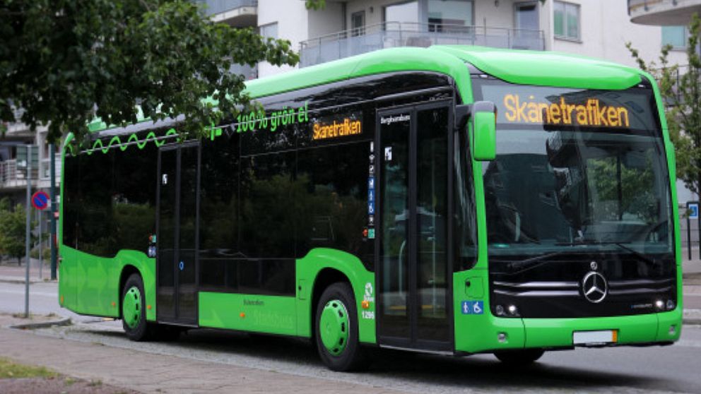 grön stadsbuss från Skånetrafiken