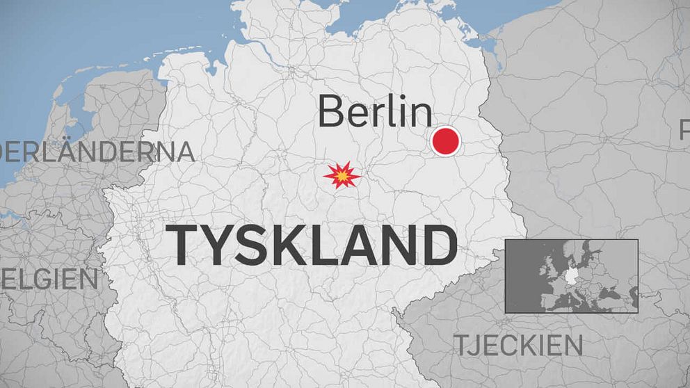 En karta som visar var i Tyskland explosionen inträffade.