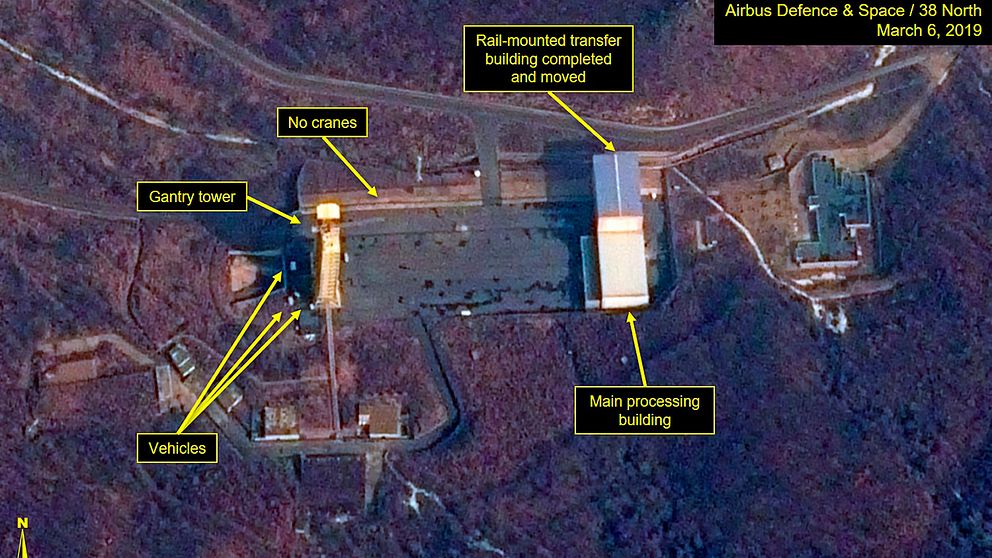Satellitbild av Sohae avfyringsramp i Tongchang-ri i Nordkorea den 6 mars 2019.