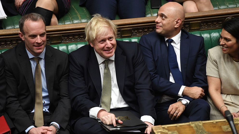 Storbritanniens premiärminister Boris Johnson vid debatten i underhuset, som formellt inledde sitt arbetsår på torsdagen.
