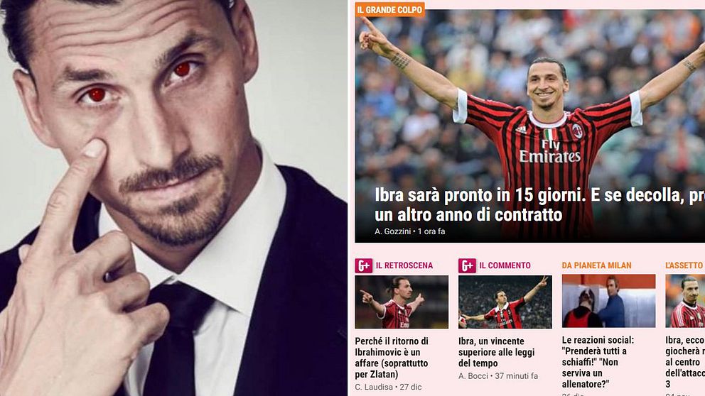Zlatan hintade på Instagram och välkomnas av italienska tidningen Gazzetta dello Sport.