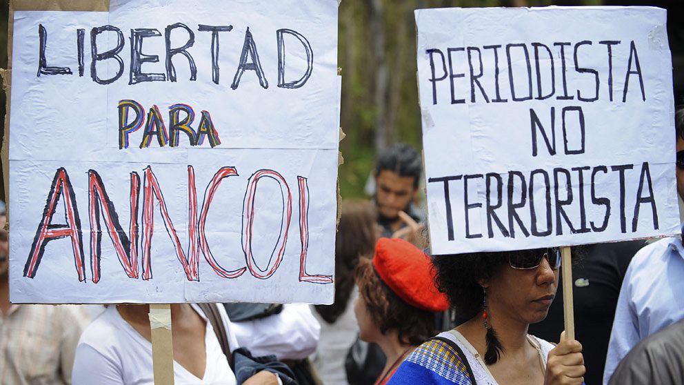 Protester i Caracas mot gripandet av svensken