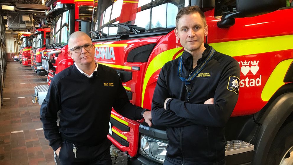 Kristian Petersson är operativ chef och Anders Nordlund är insatsledare på räddningstjänsten i Halmstad.