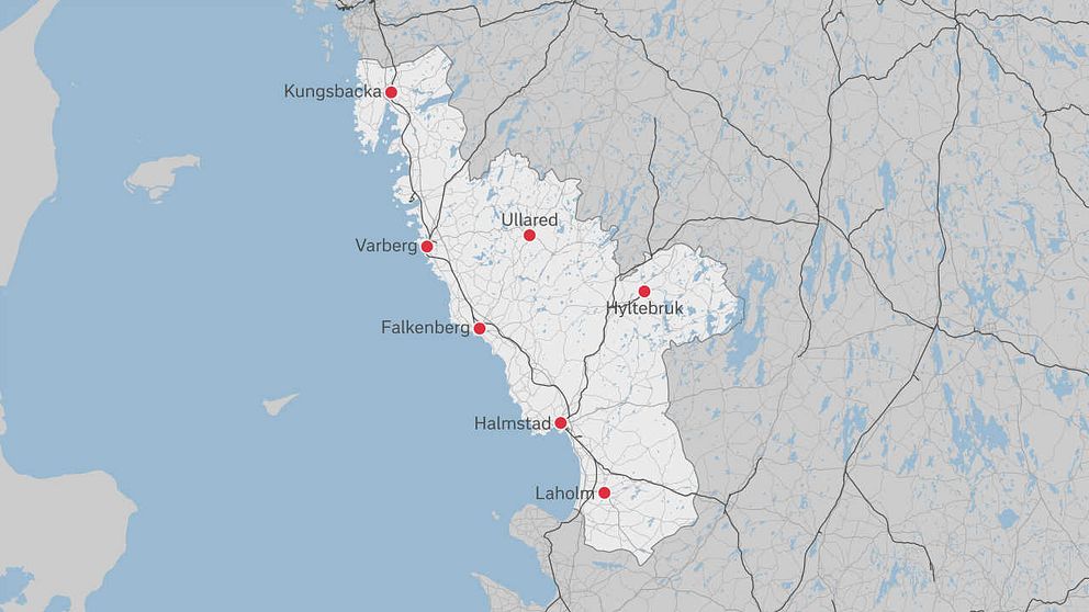 Karta på Halland
