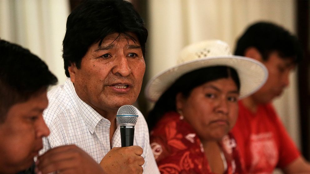 Evo Morales under mötet när han presenterade partiet Mas presidentkandidat.
