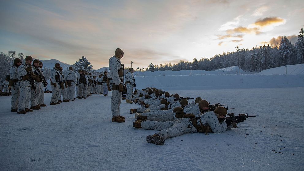 Amerikanska marinkårssoldater i Setermoen i Norge 4 november 2019.