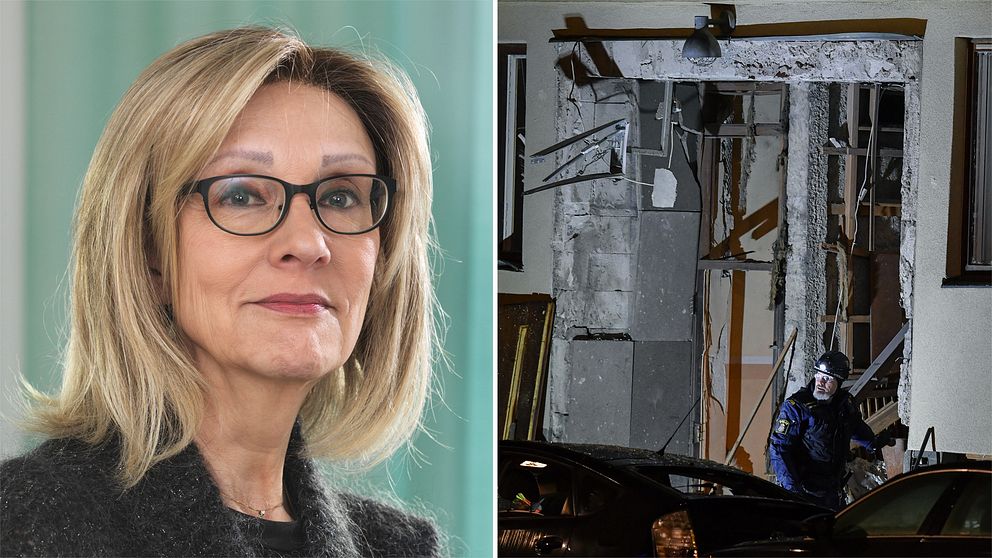 Marianne Kristiansson, professor i rättspsykiatri vid Karolinska institutet, och en bild från sprängningen på Östermalm.