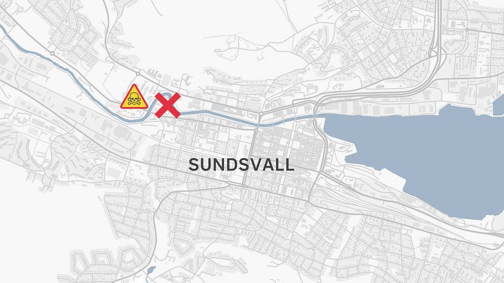 kartgrafik med markerad plats i Sundsvall