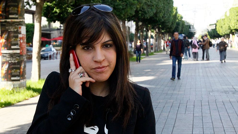 Lina Ben Mhenni, fotograferad i Tunis 2011.