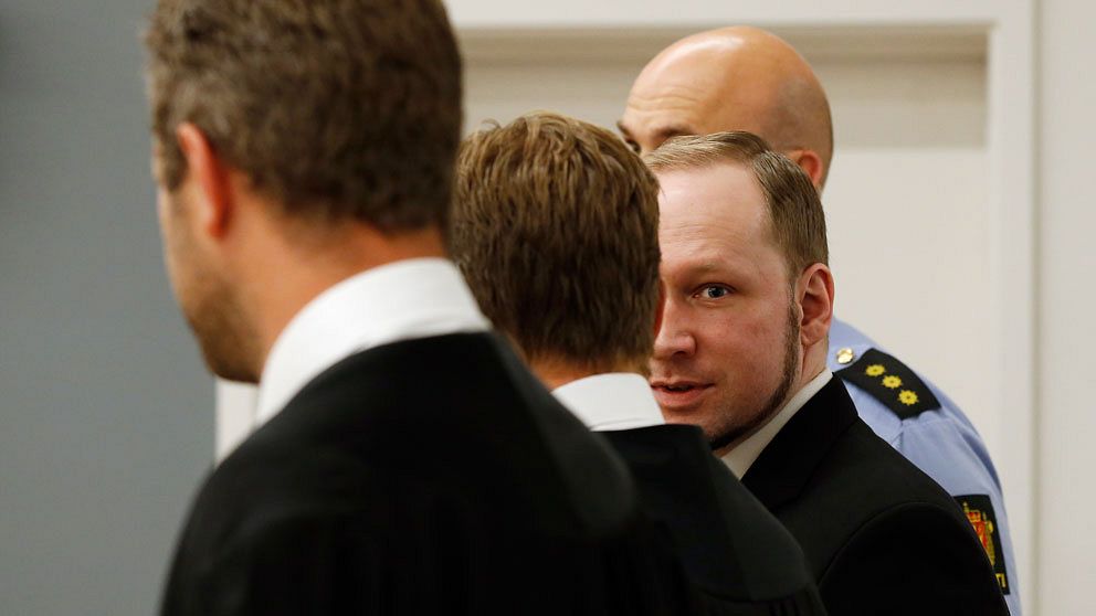 Dömde massmördaren Anders Behring Breivik i Oslo tingsrätt. Foto: Scanpix