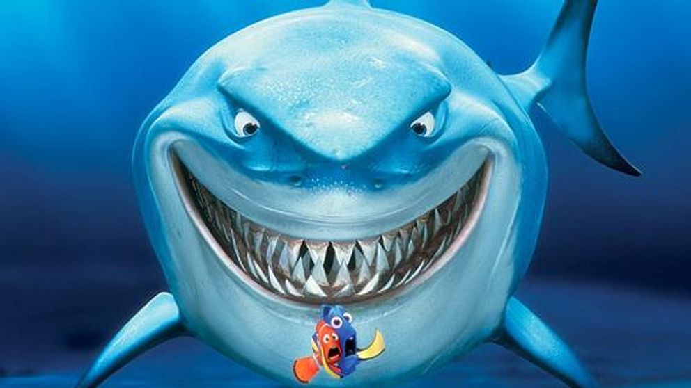 ”Hitta Nemo” är ett exempel på en tecknad barnfilm med mordiska inslag.
