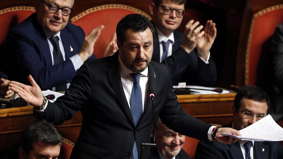 Politikern och ledaren för partiet Lega i Italien Matteo Salvini