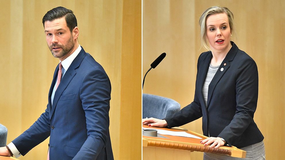 Johan Forsell (M), rättspolitisk talesperson för Moderaterna och Linda Westerlund Snecker (V), rättspolitisk talesperson för Vänsterpartiet.