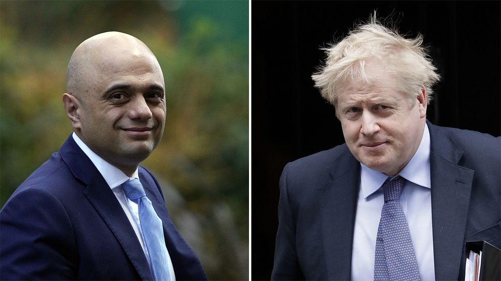 Finansminister Sajid Javid och premiärminister Boris Johnson.