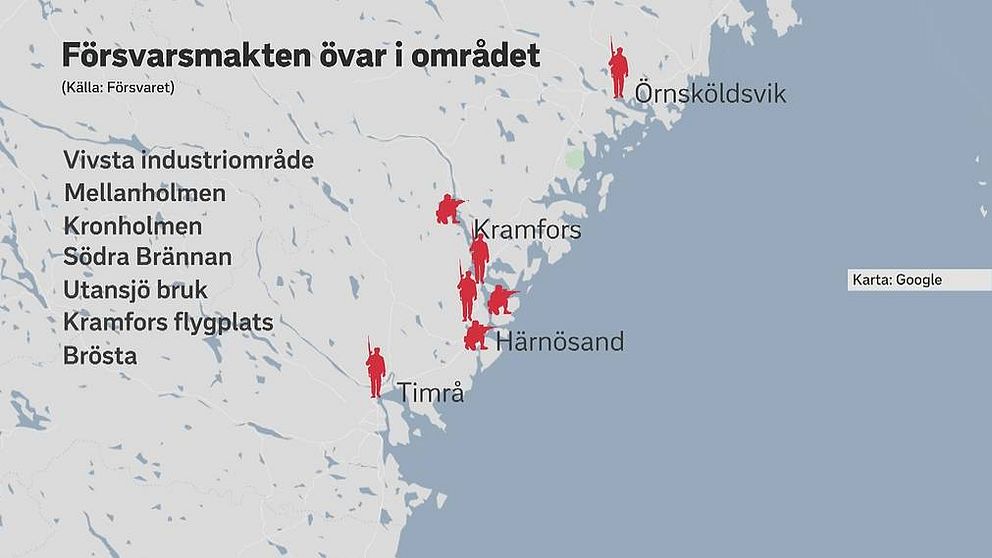Försvarsmakten övar på olika platser i Timrå, Härnösand, Kramfors och Sollefteå.