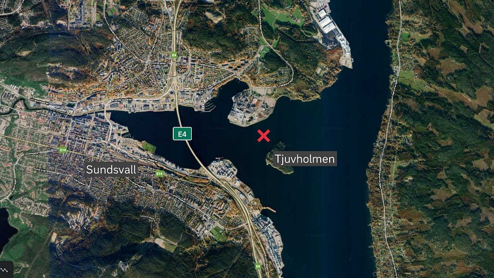 Karta över Sundsvallsfjärden.