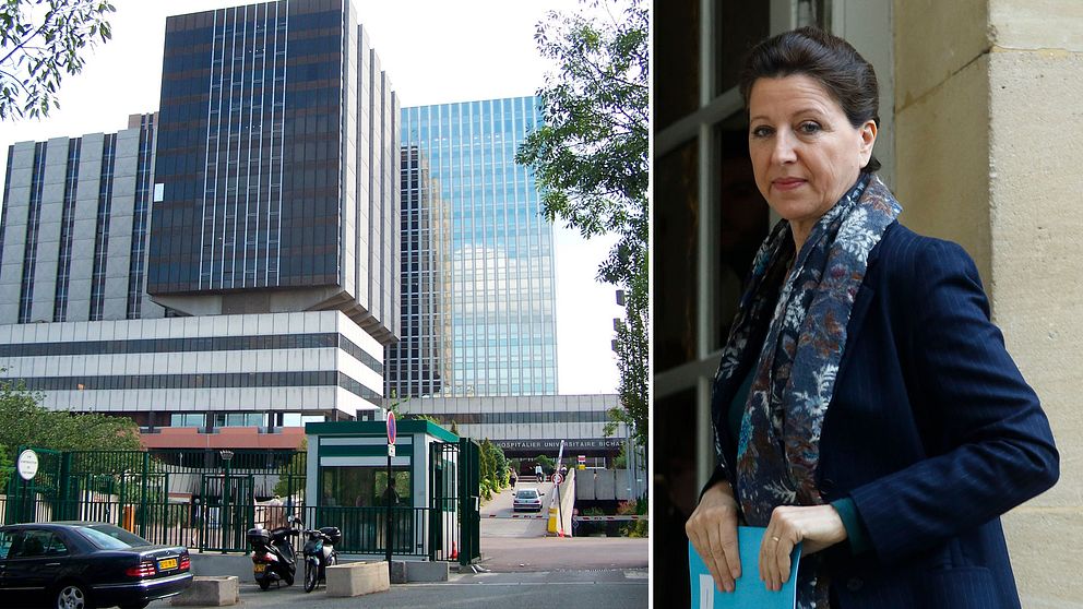 Sjukhuset Hôptial Bichat i Paris samt Frankrikes hälsominister Agnès Buzyn