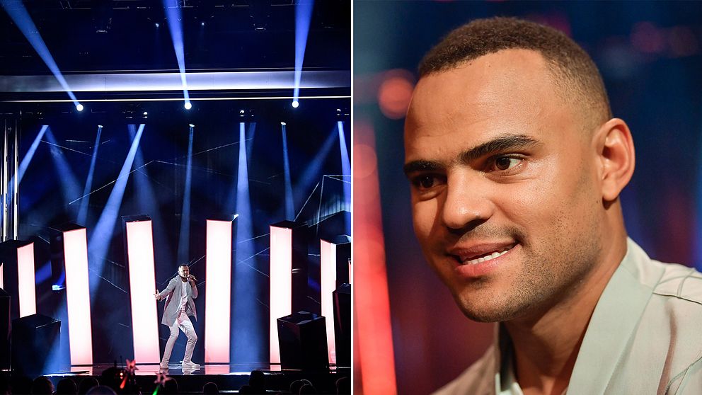 Mohombi efter fredagens publika genrep inför deltävling tre av melodifestivalen i Coop Norrbotten Arena i Luleå.