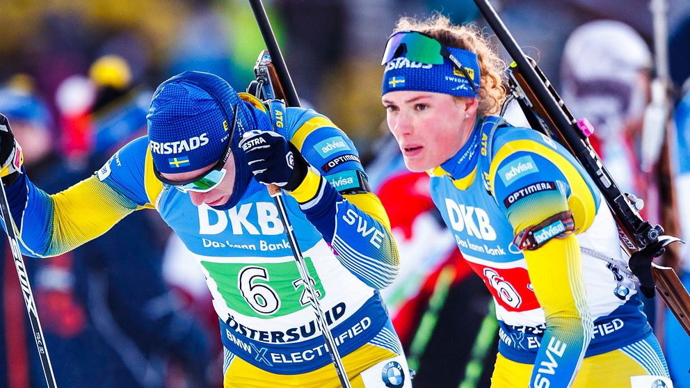 Sebastian Samuelsson och Hanna Öberg under världscupen i Östersund i höstas.