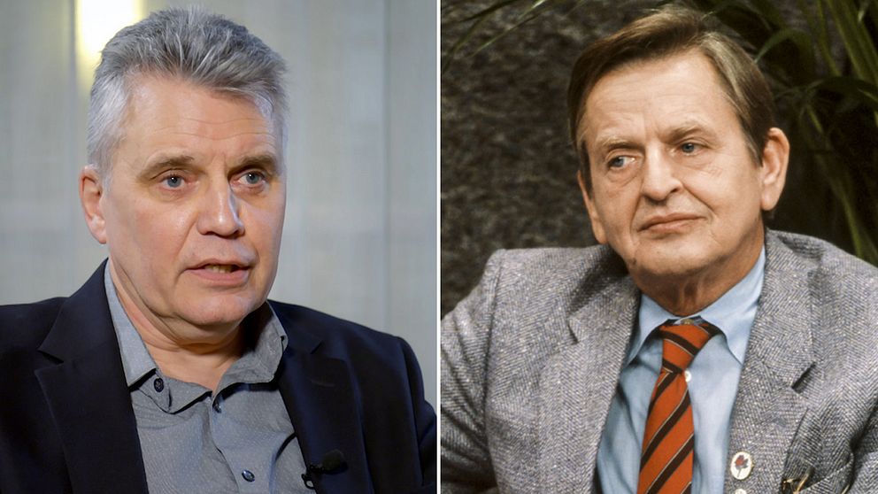 Till vänster: spaningsledare Hans Melander. Till höger: Olof Palme.