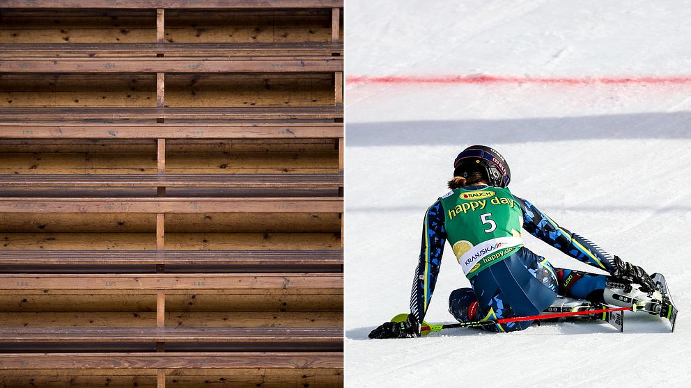 Tom läktare och en deppad alpinåkare Anna Swenn-Larsson.