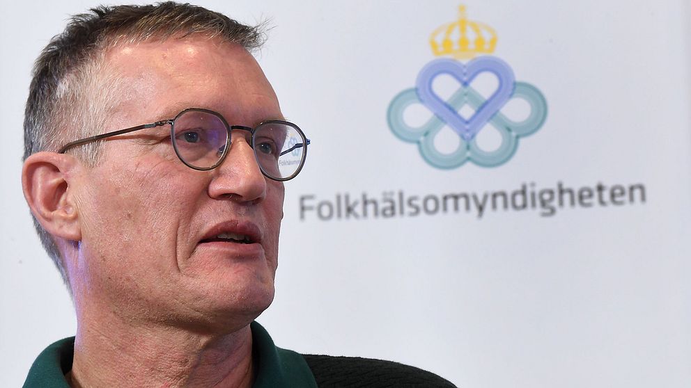 Statsepidemiolog Anders Tegnell vid onsdagens presskonferens på Folkhälsomyndigheten