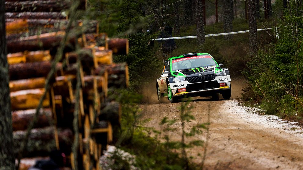 Oliver Solberg under Svenska rallyt 2020. Arkivbild.