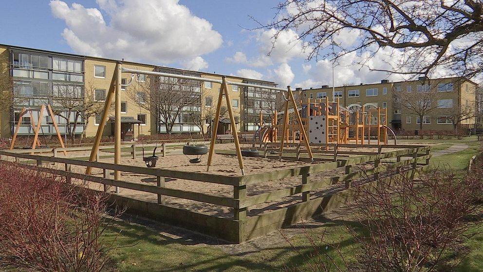 Bostadsrättsföreningen Kroksbäcks innergård.