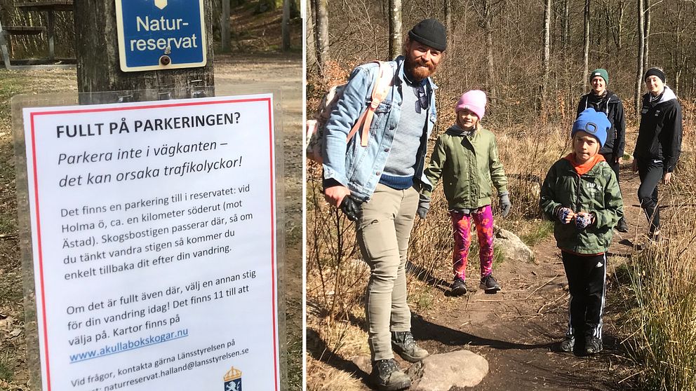 Några som besöker Åkulla bokskogar under påsken är Olle Borgman, Ida Persson och deras tre barn Betty, Kliff, Lily.