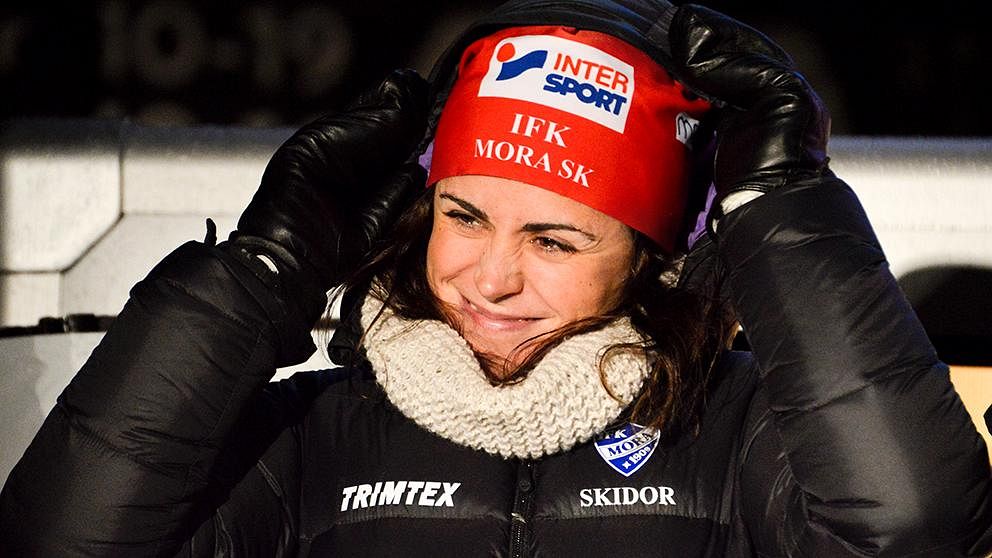 Anna Haag vid prisutdelningen i skidor vid SM-veckan i Örebro