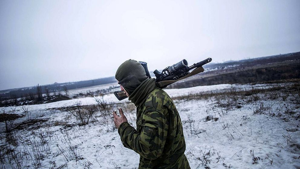 En prorysk separatist i Donetsk-regionen i östra Ukraina.