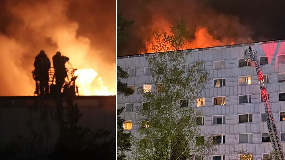 Här brinner flerbostadshuset i Järfälla. Se den dramatiska insatsen.