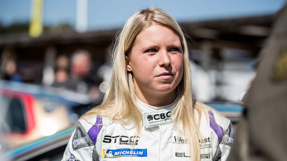Jessica Bäckman under säsongspremiären av STCC 2018. Arkivbild.
