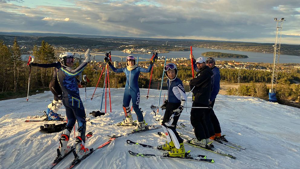 Slalomåkare på Södra berget i Sundsvall