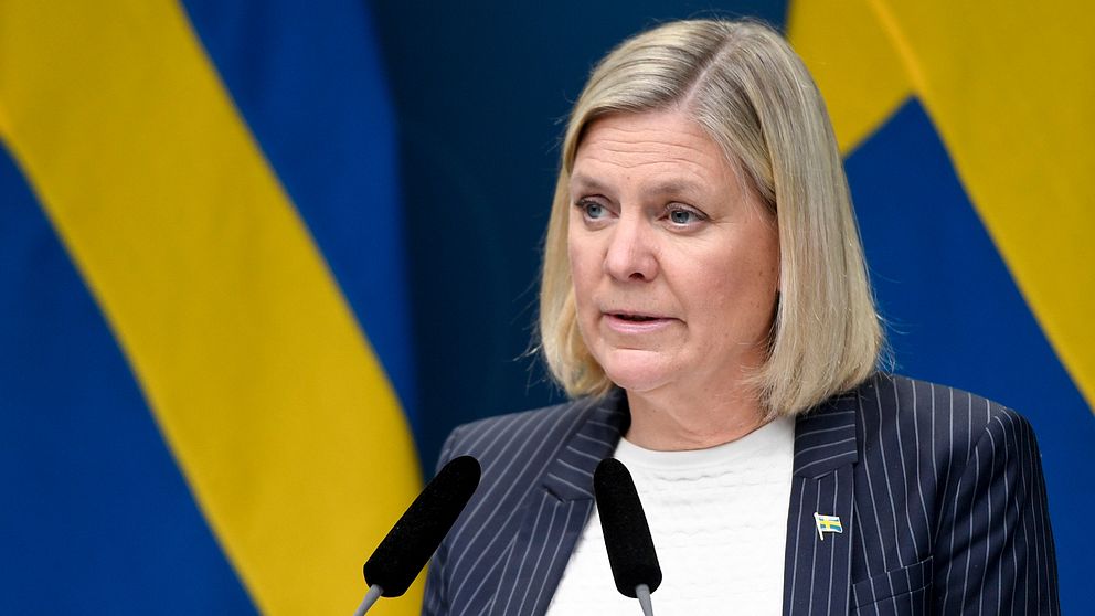 Finansminister Magdalena Andersson (S) håller pressträff.