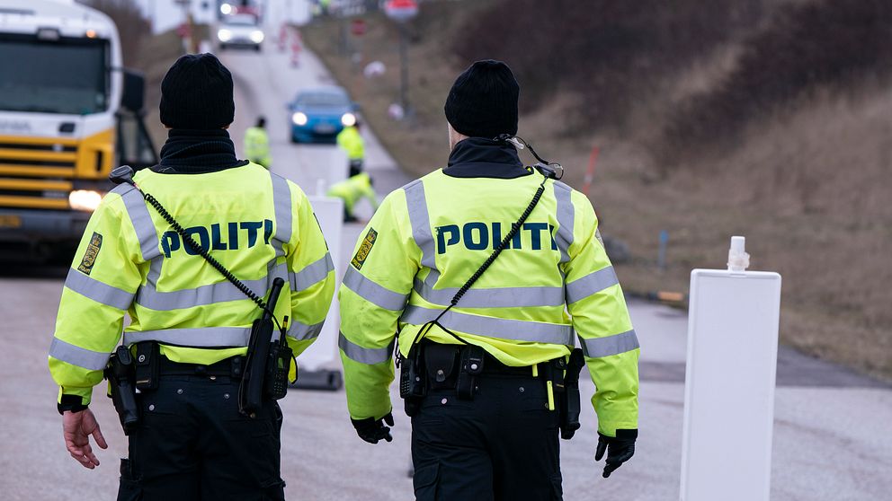 Gränskontroll vid Öresundsbron. Danmark stängde gränsen mot Sverige 14 mars.