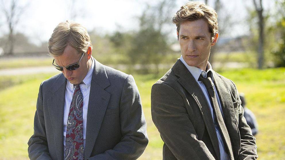 Martin Hart (Woody Harrelson) och Rustin Cohle (Matthew McConaughey) i True detective.