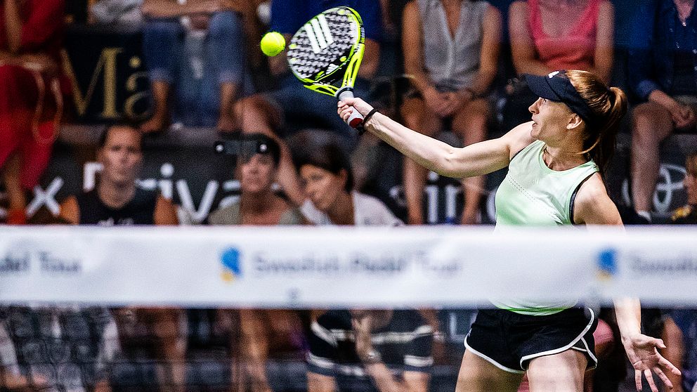 Billie Gajic under damernas SM-final i padel i Helsingborg förra året.