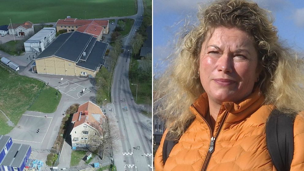 Therése Kanerva, förälder och lärare på Bergums skola i Olofstorp, är orolig över att trafiken kan öka precis intill skolan.