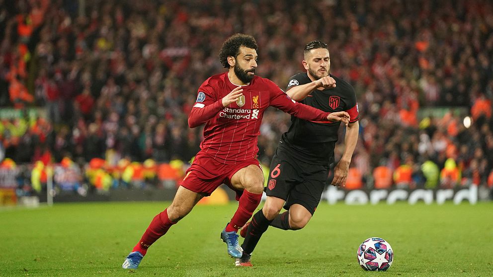 Liverpools Mohamed Salah i duell med Atlético Madrids Koke under det kontroversiella Champions League-mötet i mars.