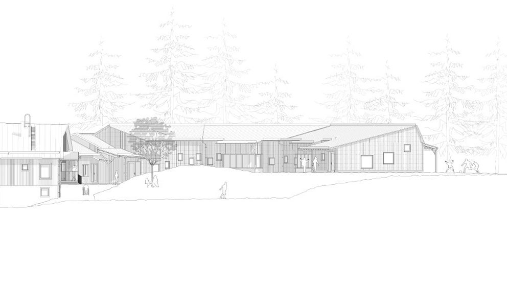 En skiss på hur det nya skolhuset kommer att se ut.