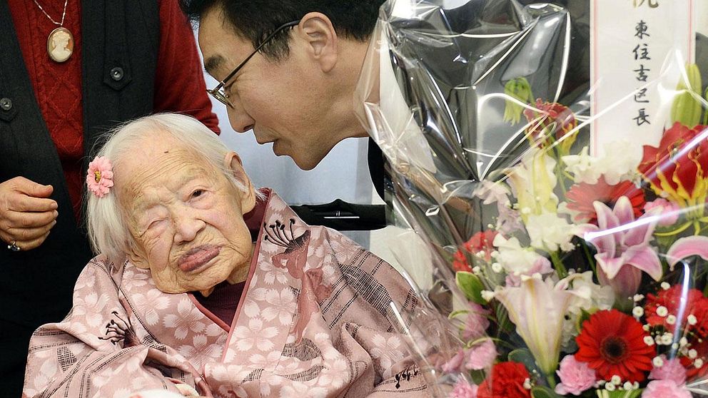 När japanskan Misao Okawa firade fyllde 117 på torsdagen var hon omgiven av familjen. Bland gästerna fanns hennes 92-årige son och ett barnbarnsbarn på två år.