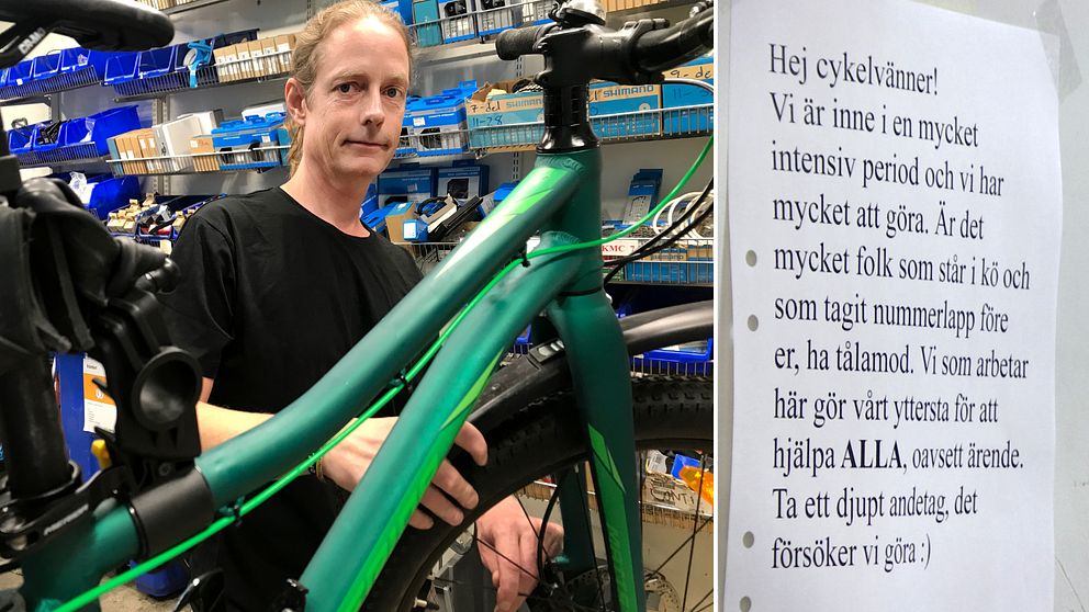 För cykelhandlaren Niclas har oron som uppstod när pandemin slog bytts ut mot förvåning över att vara överhopade med arbete