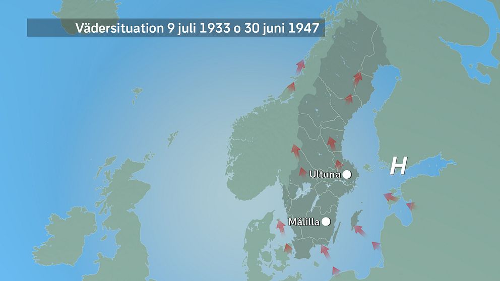 Väderläget i juli 1933 liksom juni 1947.