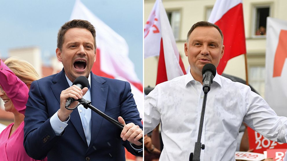 Warszawas borgmästare, den liberale Rafal Trzaskowski och den nuvarande president Andrzej Duda från partiet Lag och Rättvisa.