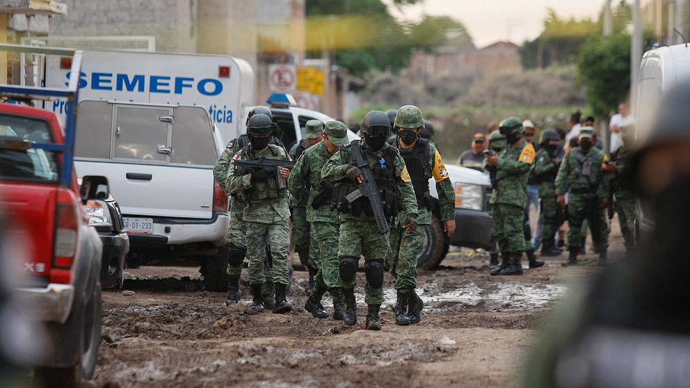 Styrka ur Mexikos nationalgarde på plats i Irapuato där skjutningen ägde rum.
