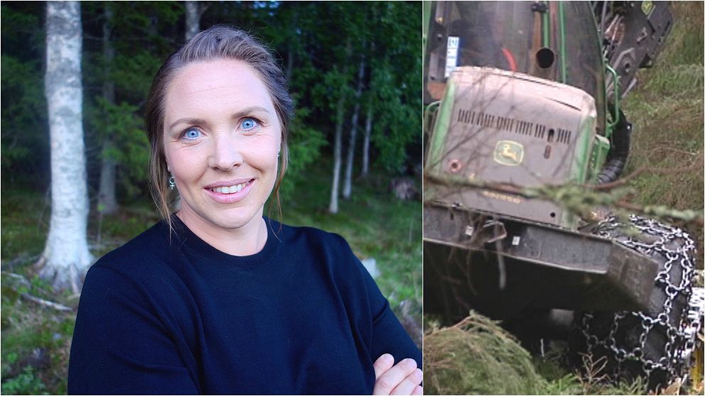 Maria Johansson, forskare Luleå tekniska universitet samt skogsmaskin