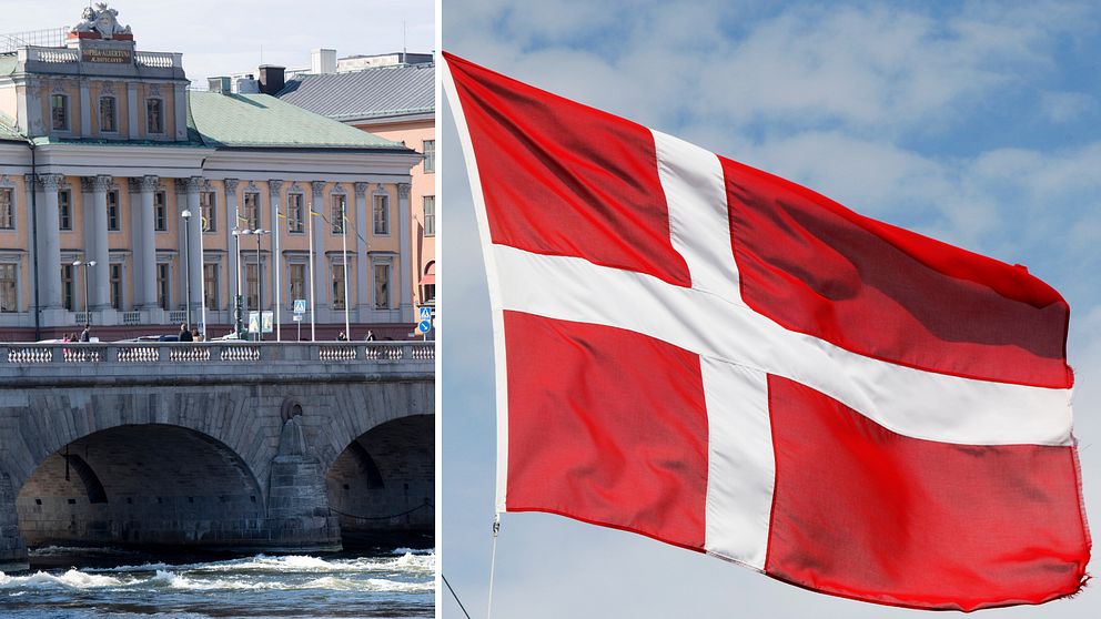 UD och Danmarks flagga