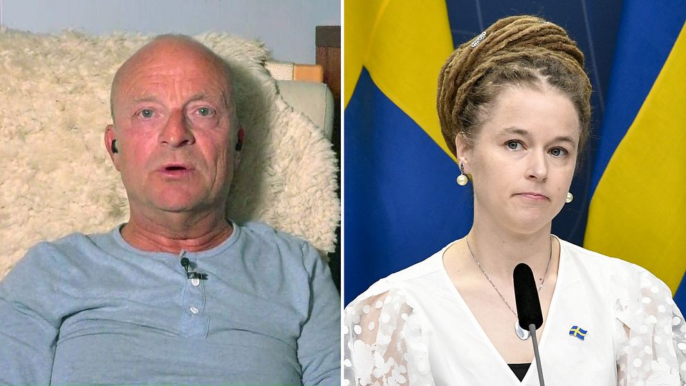 Jonas Gardell, till höger kulturminister Amanda Lind (MP).