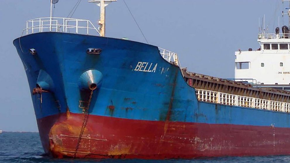 USA:s justitiedepartement har distribuerat foto av fartyget Bella från som fraktade olja från Iran. Det är okänt när fotot togs.
